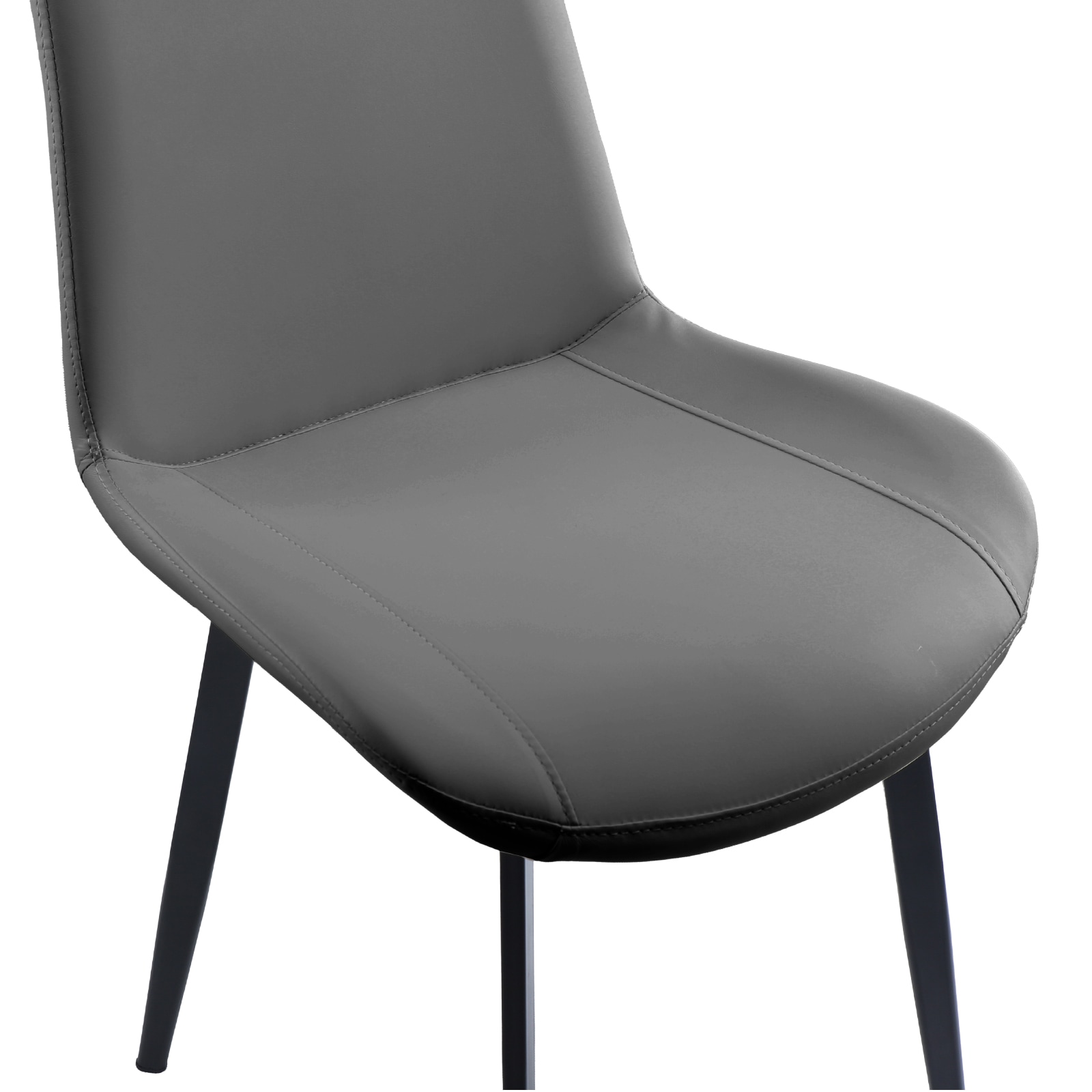 Grey PU Leather Dining Chair With Metal Legs, Modern Upholstered Chair Set Of 4 For Kitchen, Restaurant, Living, Meeting Room_voghion.com